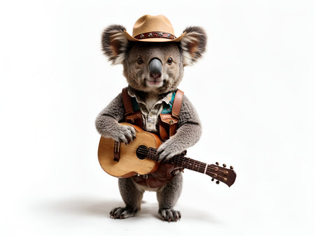 Country Koala Character playing a guitarの素材