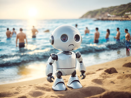 A sad robot because it is unable to swimの素材