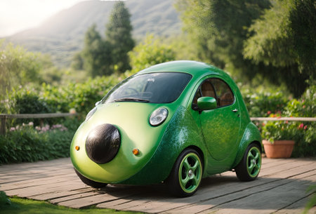 a cute car designed to look like an avocadoの素材