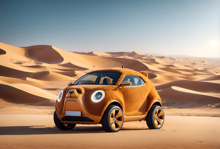 a cute car designed to look like a camelの素材