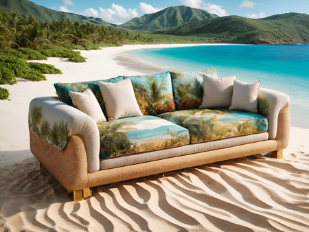 a sofa designed to resemble an islandの素材