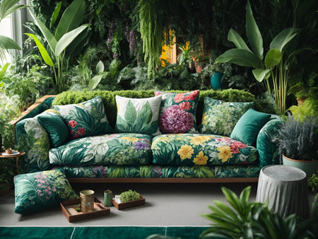 a sofa that mirrors the world of plantsの素材