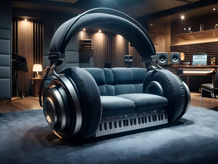 a sofa designed to resemble a headphonesの素材