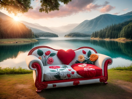 a sofa that embodies the theme of loveの素材
