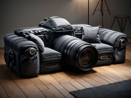 a sofa in the shape of a cameraの素材