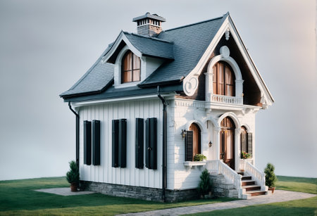 a small, charming house designed to look like a pianoの素材