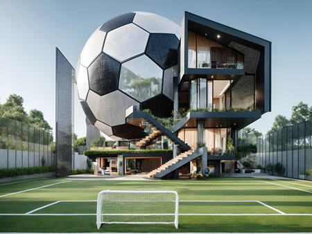 a modern villa with a design inspired by the world of soccer.の素材