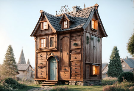 a small, charming house designed to resemble a wardrobeの素材