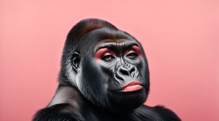 a gorilla with feminine makeup styleの素材