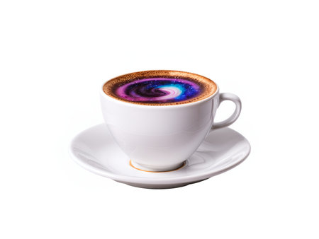 A coffee cup with a galaxy swirling insideの素材