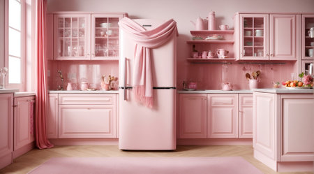 a refrigerator with a feminine pink designの素材