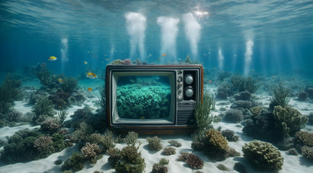 a television screen underwater.の素材