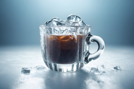 a coffee cup entirely made of iceの素材