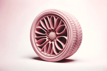 a car wheel in a vibrant pink colorの素材