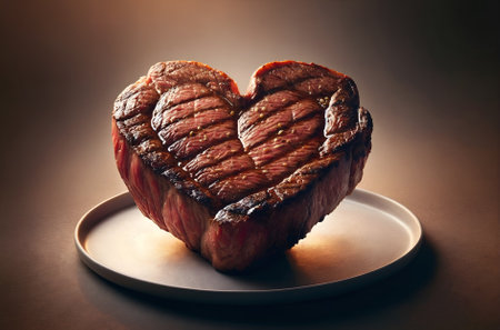 a steak shaped like a heartの素材