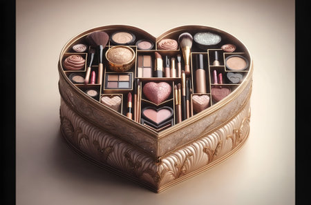 a makeup box designed in the shape of a heartの素材