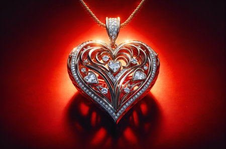 an exquisitely crafted heart-shaped necklace pendantの素材