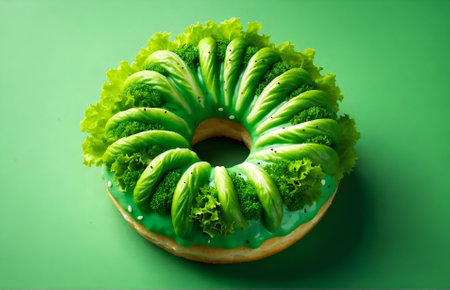 a healthy doughnut designed to resemble a lettuce headの素材