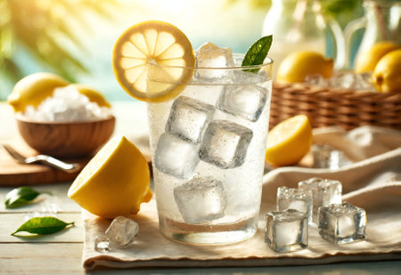 a lemonade drink set in the midst of natureの素材