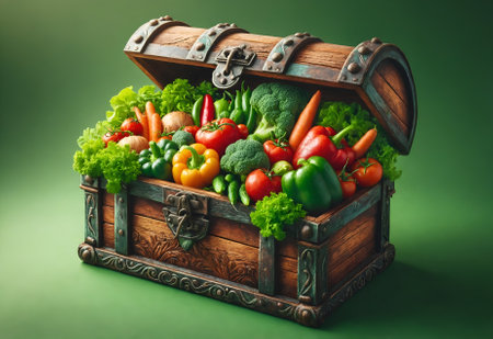 a treasure chest filled with vegetablesの素材