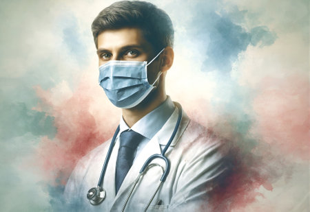 a doctor wearing a maskの素材