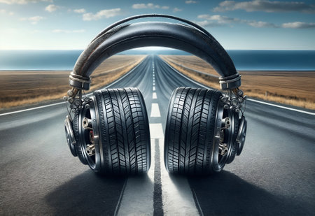 headphones designed to resemble a car wheelの素材