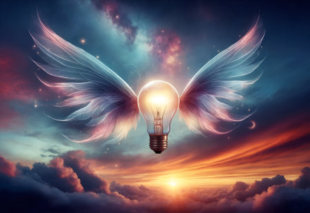 a light bulb with wingsの素材
