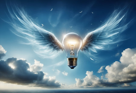 a light bulb with wingsの素材