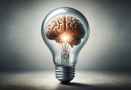 a light bulb with a human brain insideの素材