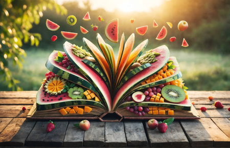 a book made entirely of fruitsの素材