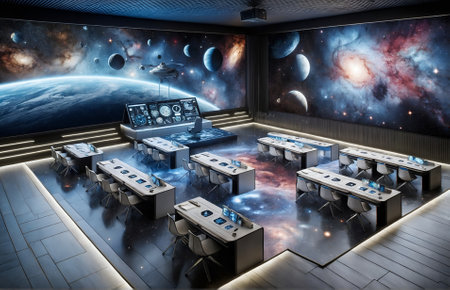 a classroom with a space themeの素材