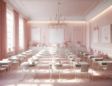 a classroom with a feminine styleの素材