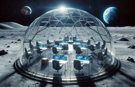 a classroom set on the moon's surfaceの素材