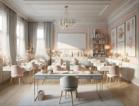 a classroom with a feminine styleの素材