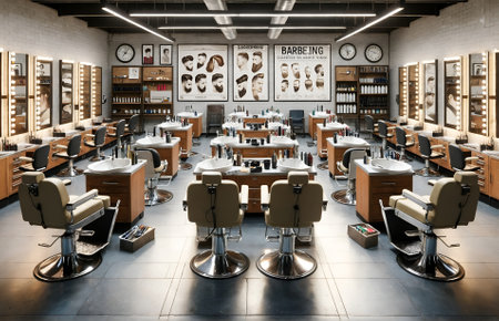 a classroom designed for teaching barberingの素材