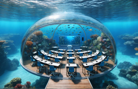 a classroom set underwaterの素材