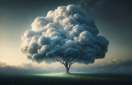 a tree with leaves made entirely of cloudsの素材
