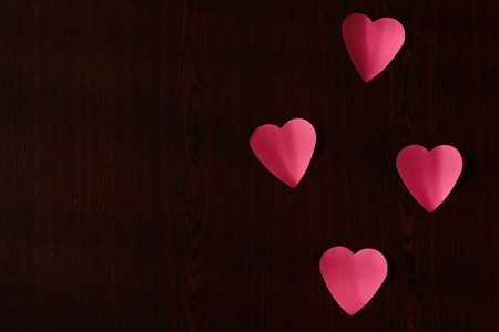 Pink paper heart sticker. Mock up spaceの写真素材