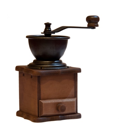 An old coffee grinder on white backgroundの写真素材