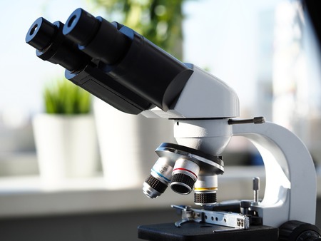 Scientific binocular view magnifier at university nano labの写真素材