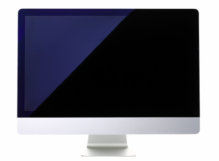 Silver black monoblock pc closeup isolated over white background
