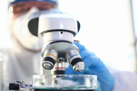Close-up of modern laboratory equipment for innovation research and investigation. Professional...