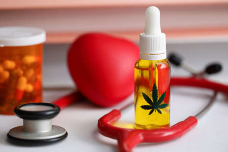 On table is bottle hemp oil and jar capsules. Closing conversation and discussion survey results....