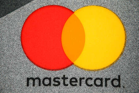 MINSK, BELARUS - July 23, 2020: Mastercard logo on credit card closeupのeditorial素材