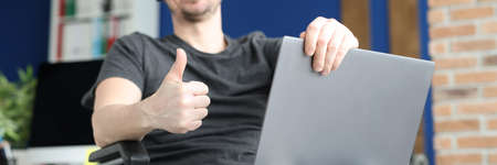 Disabled man works remotely in call center