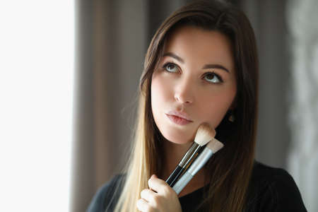 Brunette worker in room