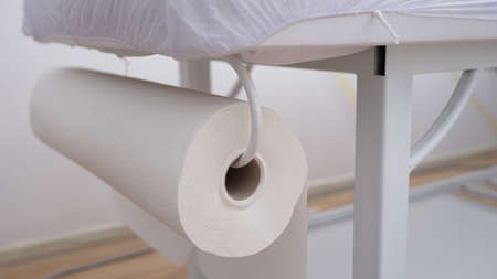 Roll of paper towel closeup. Roll of paper towel. Paper napkin holderの写真素材