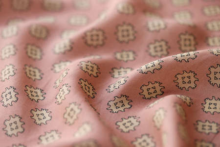 Pink pastel silk fabric with print for sewing