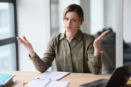The woman in office divorced her hands in bewilderment