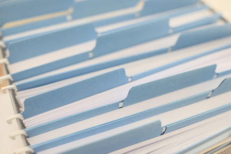 Folders with documents and project papers put in orderの写真素材